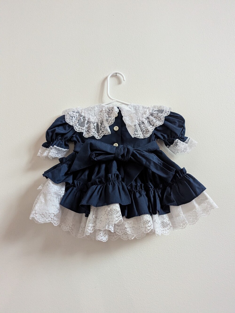Vtg Dolls & Darlings Dress 6m Navy Frilly Lace Ruffle Pageant - Picture 4 of 6